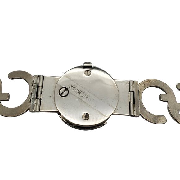 Gucci 1970s Silver Plated Logo Belt GG Designer Chain Metal Link Signature Italy - Picture 8 of 16